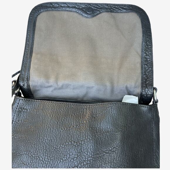 TREASURE & BOND black pebble leather crossbody bag, expandable 12 x 10 ins - Picture 6 of 16